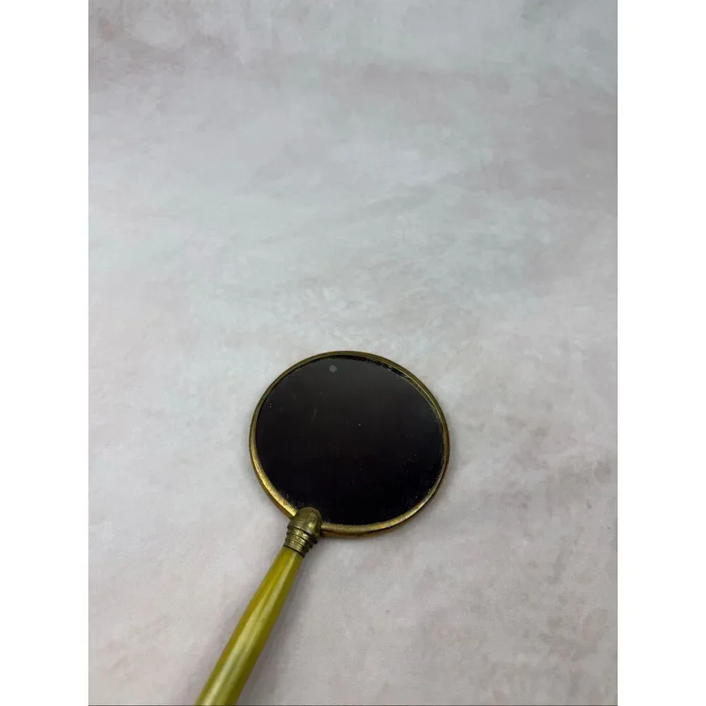 Antique Art Deco Butterscotch Bakelite Hand Mirror 1930s Vanity, Tested